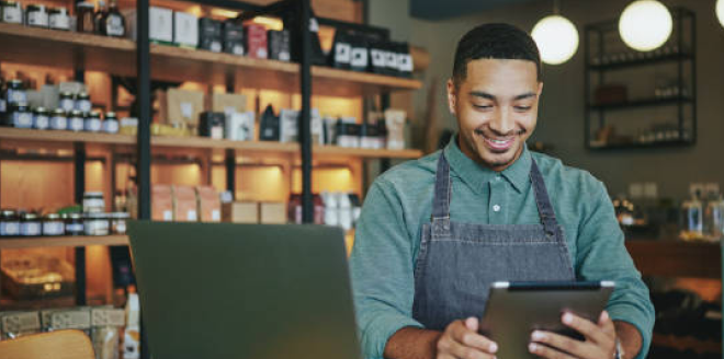 A man using a tablet