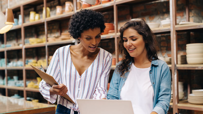 Woman managing her small business inventory